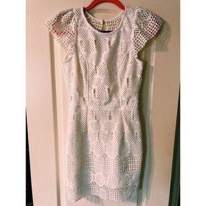 White Lace Dress with Open Back and Cap Sleeves